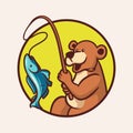 Cartoon animal design bear got fish Royalty Free Stock Photo