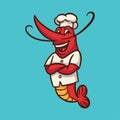 Cartoon animal design cool shrimp Royalty Free Stock Photo