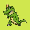 Cartoon animal design crocodile playing baseball