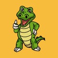 Cartoon animal design crocodile posing thumbs up