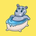 Cartoon animal design hippos soaking in the bath