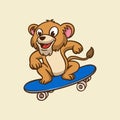 Cartoon animal design lion kids skateboarding Royalty Free Stock Photo