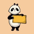 Cartoon animal design panda holding a board