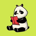 Cartoon animal design panda reading a book