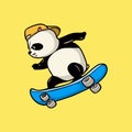 Cartoon animal design panda skateboarding