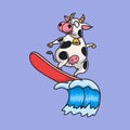 Cartoon animal design surfing cows Royalty Free Stock Photo
