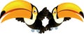 Cartoon animal happy tropical bird toucan isolated illustration for children