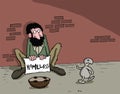 Cartoon about animal and homeless man