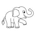 Cartoon animal illustration vector Elephant black outline