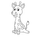 Cartoon animal illustration vector Giraffe black outline