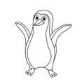 Cartoon animal illustration vector Penguin black outline