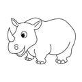 Cartoon animal illustration vector Rhino black outline