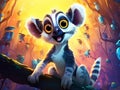 Cartoon animal lemur caricature