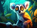 Cartoon animal lemur caricature