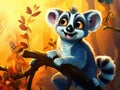 Cartoon animal lemur caricature