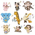 Cartoon animal play music icon