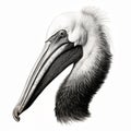 Pelican Head And Neck Portrait Pencil Illustration