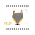 Cartoon animal portrait with sleepy fox face. Vector illustration with wild predatory animal. Beautiful design for Royalty Free Stock Photo