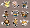 Cartoon animal soccer player stickers