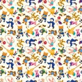 Cartoon animal sport player seamless pattern Royalty Free Stock Photo