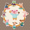 Cartoon animal tea time card Royalty Free Stock Photo