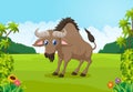 Cartoon animal wildebeest in the jungle