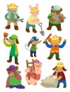 Cartoon animal worker icons Royalty Free Stock Photo