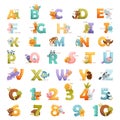 Cartoon Animals Alphabet for Kids Big Vector Set Royalty Free Stock Photo