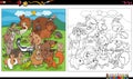 Cartoon animals characters group coloring book page Royalty Free Stock Photo