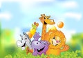 Cartoon animals, cheerful background