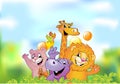 Cartoon animals, cheerful background