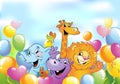 Cartoon animals, cheerful background