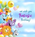 Cartoon animals, cheerful background