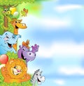 Cartoon animals, cheerful background