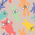 Cartoon animals doodle seamless bears and rabbit pattern for wrapping paper and fabrics and linens