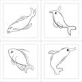 Cartoon Animals Fish Whale Shark Coloring Pages vector illustration Royalty Free Stock Photo