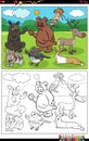 Cartoon animals funny characters group coloring book page Royalty Free Stock Photo