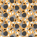 Cartoon animals Halloween seamless snails pattern for fabrics and linens and wrapping paper and kids clothes