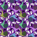 Cartoon animals Halloween seamless snails pattern for fabrics and linens and wrapping paper and kids clothes