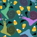 Cartoon animals Halloween seamless snails pattern for fabrics and linens and wrapping paper and kids clothes