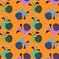 Cartoon animals Halloween seamless snails pattern for fabrics and linens and wrapping paper and kids clothes