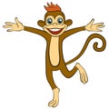 Cartoon animals for kids. Little cute monkey runs and waves