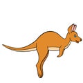 Cartoon animals. Little cute baby kangaroo runs.