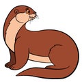 Cartoon animals. Little cute otter smiles