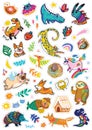 Cartoon animals and nature elements big bundle set Royalty Free Stock Photo