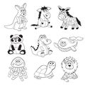 Cartoon animals outlines