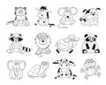 Cartoon animals outlines Royalty Free Stock Photo