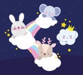 cartoon animals rainbow