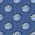 Cartoon animals seamless puffer fish fugu pattern for wrapping paper and fabrics and linens and kids clothes print