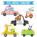 Cartoon animals traveling